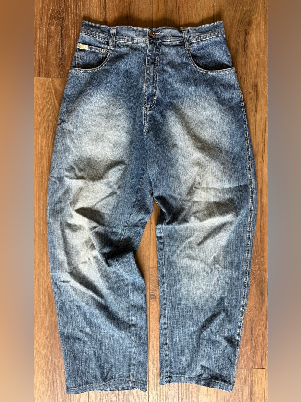 Vintage Y2K Southpole Gold Tab Baggy Wide Leg Denim Jeans 34x32